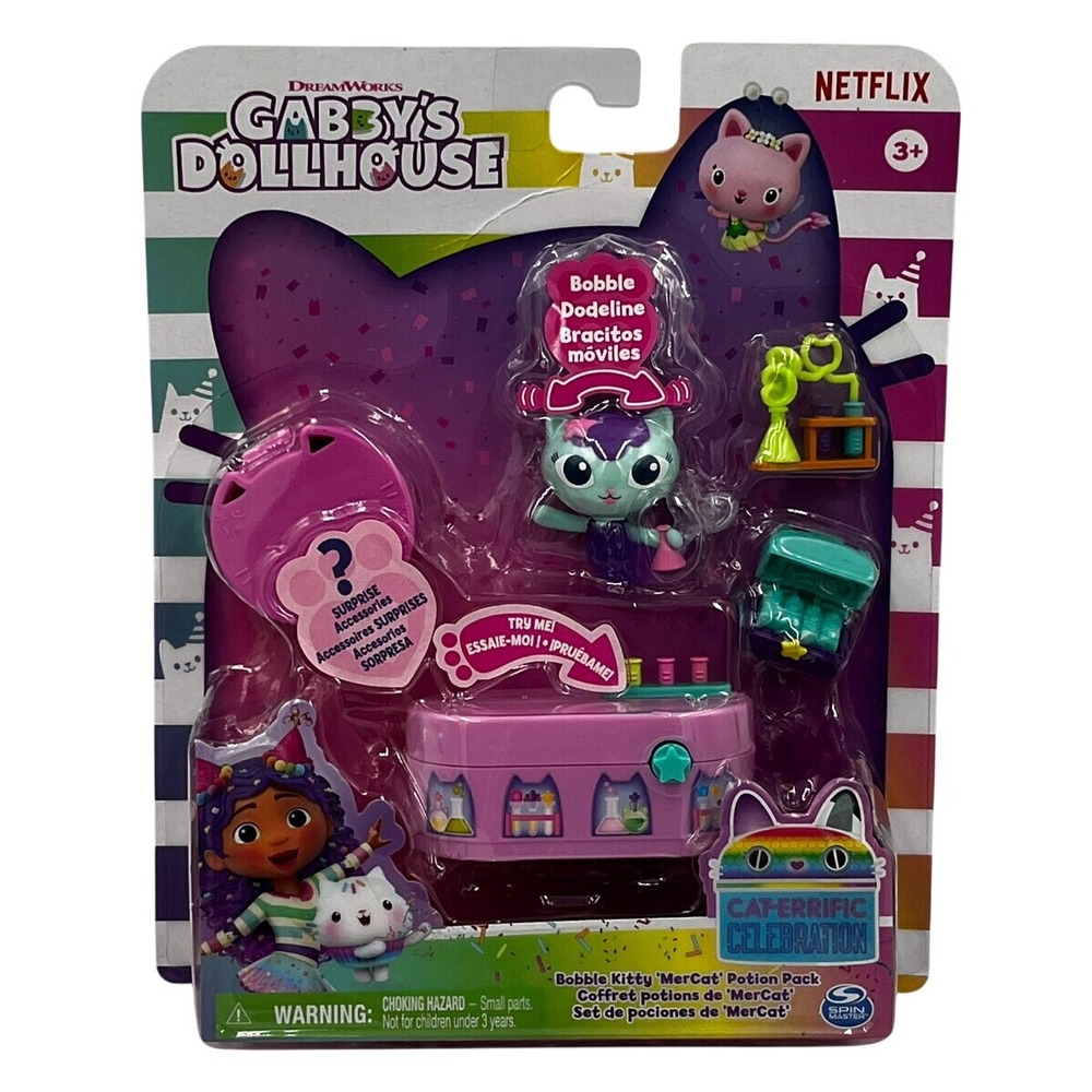 Spin Master Gabby's Dollhouse MerCat Potion Pack Bobble Figure